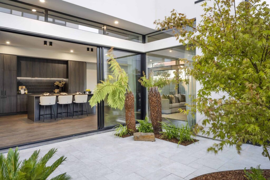 Carinya Classic sliding door creating an indoor outdoor connection